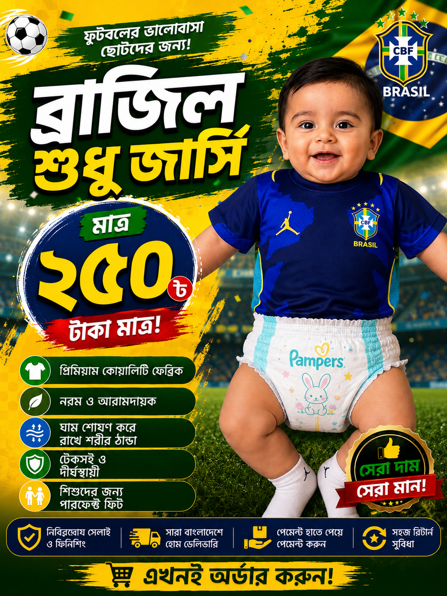 FULL BODY PRINTBRAZIL AWAY 2026 KIDS JERSEY WITHOUT PANT